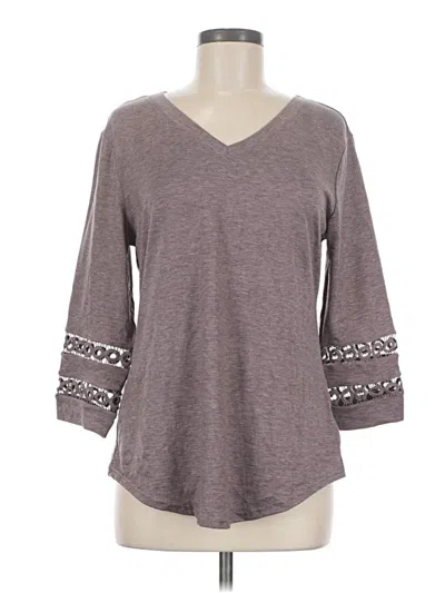 Pre-owned Xieerduo Long Sleeve Top Gray V-neck Tops