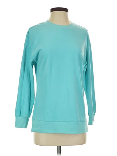 Pre-owned Xieerduo Long Sleeve Top Teal Boatneck Tops In Blue