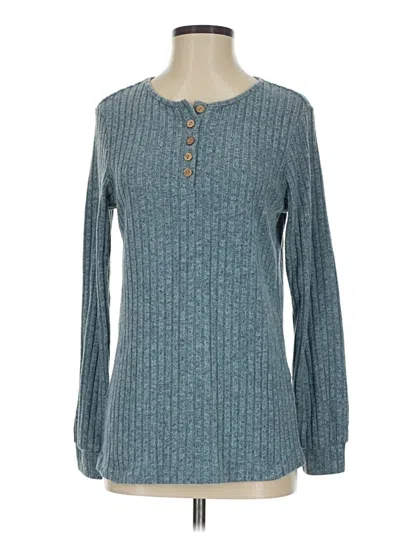 Pre-owned Xieerduo Long Sleeve Top Teal Crew Neck Tops