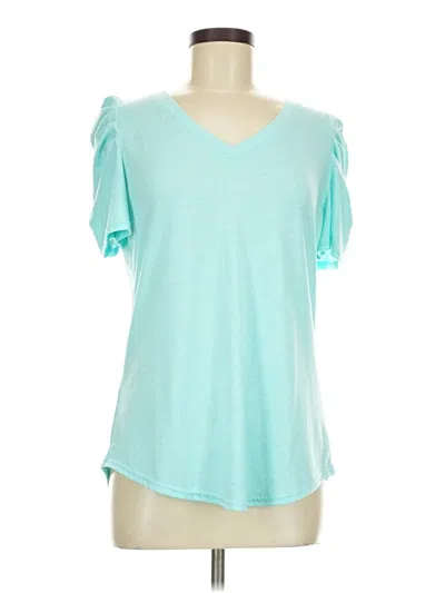 Pre-owned Xieerduo Short Sleeve Top Teal Cold Shoulder Neckline Tops
