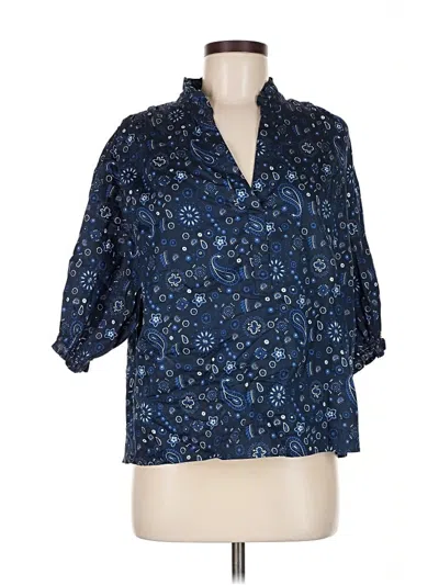 Pre-owned Xirena 3/4 Sleeve Button Down Shirt In Blue