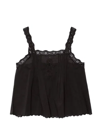 Xirena Abby Broderie-anglaise Scallop-edge Blouse In Black