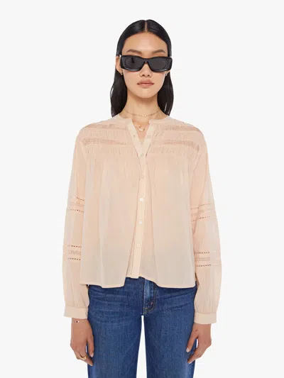Xirena Allie Shirred Lace-inset Cotton Shirt In Sepia