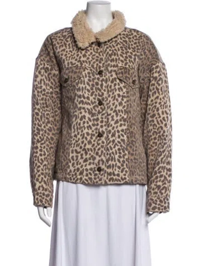 Pre-owned Xirena Animal Print Faux Fur Jacket In Neutral