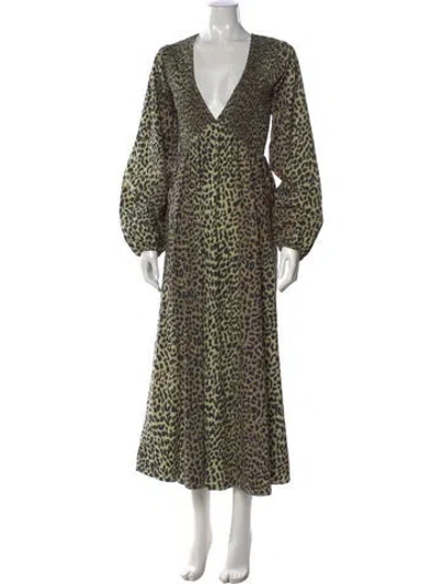Pre-owned Xirena Animal Print Long Dress In Black