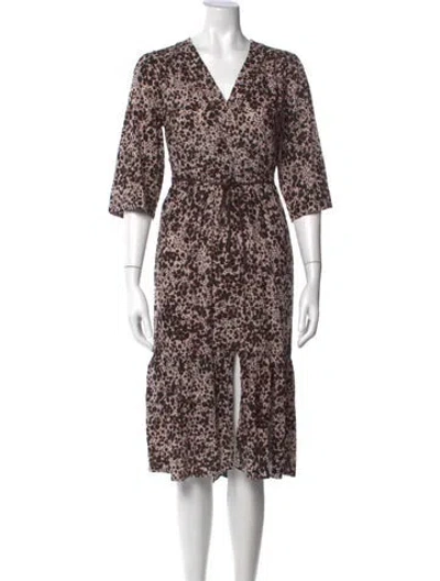Pre-owned Xirena Animal Print Midi Length Dress In Black