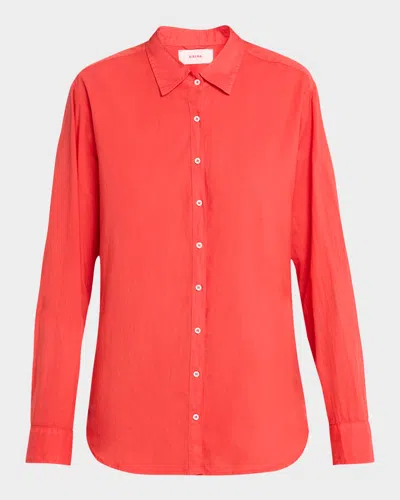 Xirena Beau Button-down Cotton Shirt In Clambake Red