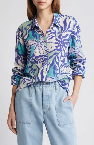 Xirena Xírena Beau Cotton Button-up Shirt In Stellar Blue Helios