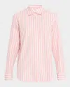Xirena Beau Cotton Stripe Button-front Shirt In Pink Sorbet