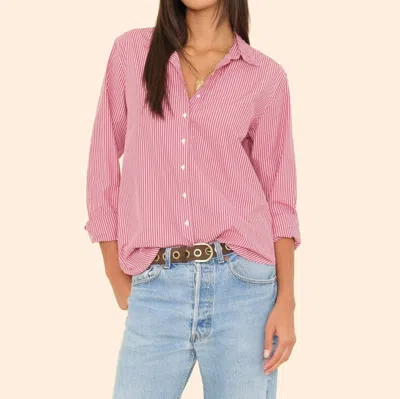 Xirena Beau Stripe Shirt In Ruby Red In Pink