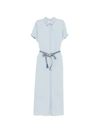 Xirena Belted Short-sleeve Maxi Dress In Blue