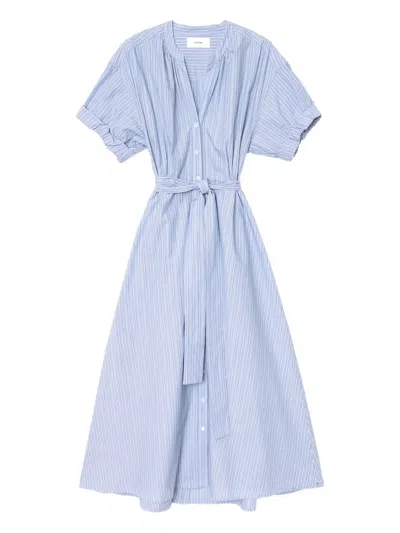 Xirena Belted Striped Midi Dress In Blue