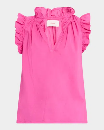 Xirena Bex Ruffle-trim Split-neck Top In Pink