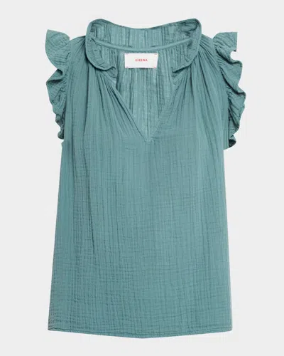 Xirena Bex Sleeveless Ruffle Cotton Gauze Top In Green