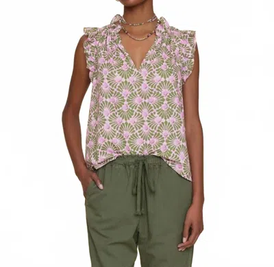 Xirena Bex V Neck Top In Emerald Shells In Pink