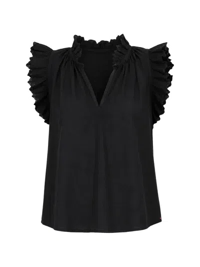 Xirena Bexie Ruffled Top In Black