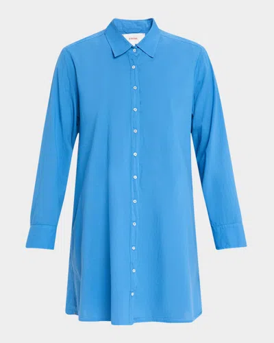 Xirena Bobby A-line Cotton Poplin Mini Shirtdress In Blue