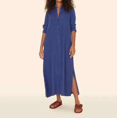 Xirena Boden Linen Midi Dress In Blueprint In Multi