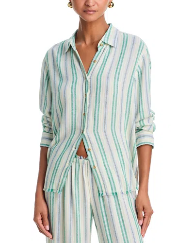 Xirena Bowie Shirt Blue Moss Stripe In Multi