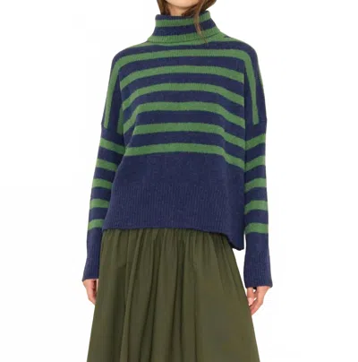 Xirena Brady Turtleneck Sweater In Navy/pine In Blue
