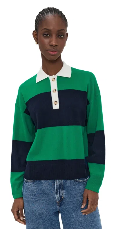 Xirena Braxton Sweater Navy Stripe In Green
