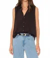 Xirena Brooks Sleeveless Shirt In Black In Brown