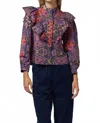 Xirena Callie Print Top In Opal In Purple