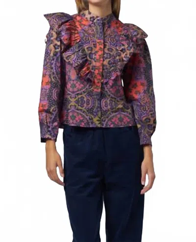 Xirena Callie Print Top In Opal In Purple