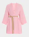 Xirena Carlotta Belted Gauzy Mini Dress In Rose Mallow