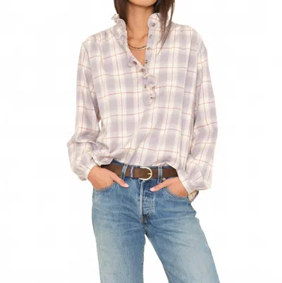 Xirena Caspian Check Top In Grey Mist In Purple