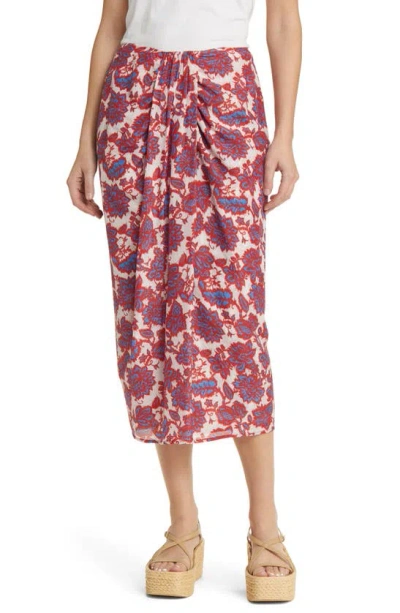 Xirena Celia Floral Cotton & Silk Skirt In Electric Red