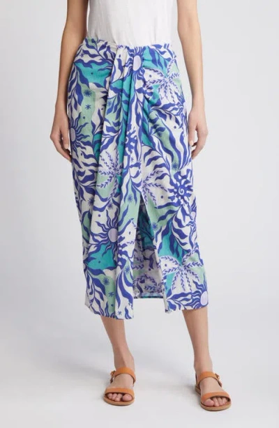 Xirena Xírena Celia Printed Cotton Midi Skirt In Stellar Blue Helios