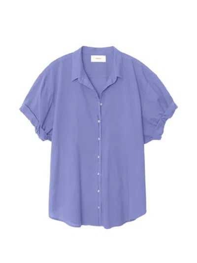 Xirena Channing Short-sleeve Cotton Shirt In Blue