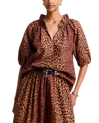 Xirena Clementine Cotton Ruffled Top In Brown
