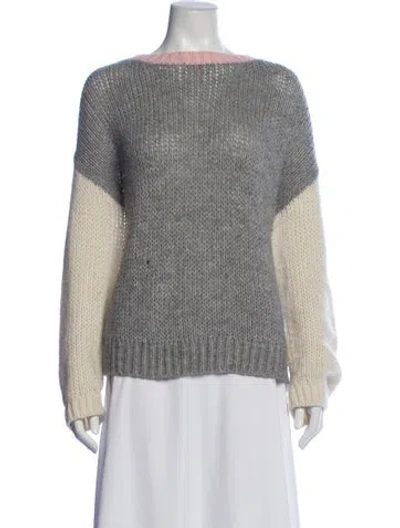 Pre-owned Xirena Colorblock Pattern Bateau Neckline Sweater In Gray