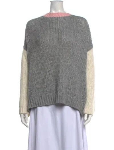 Pre-owned Xirena Colorblock Pattern Crew Neck Sweater In Gray