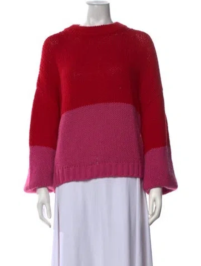 Pre-owned Xirena Colorblock Pattern Crew Neck Sweater In Pink/red