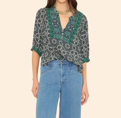 Xirena Corrine Top In Navy Tile In Green