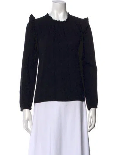 Pre-owned Xirena Crew Neck Long Sleeve Blouse In Black