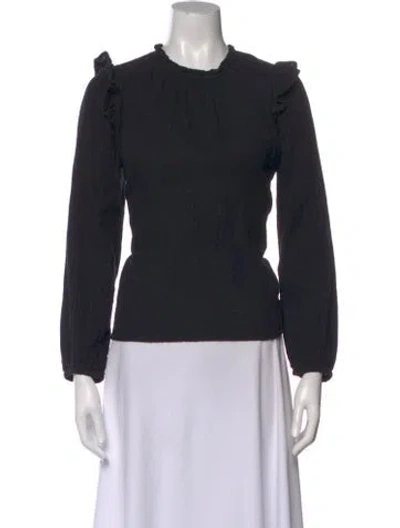 Pre-owned Xirena Crew Neck Long Sleeve Blouse In Black