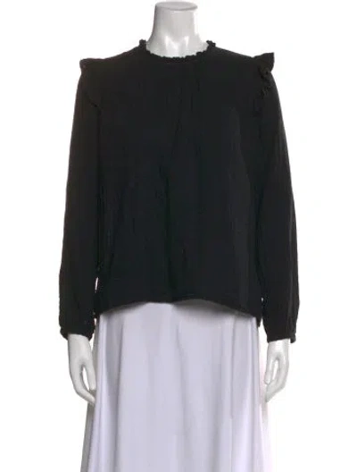 Pre-owned Xirena Crew Neck Long Sleeve Blouse In Black