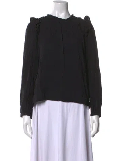 Pre-owned Xirena Crew Neck Long Sleeve Blouse In Black
