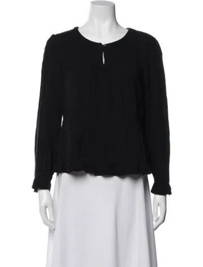 Pre-owned Xirena Crew Neck Long Sleeve Blouse In Black