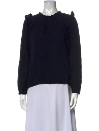 Pre-owned Xirena Crew Neck Long Sleeve Blouse In Black