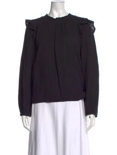 Pre-owned Xirena Crew Neck Long Sleeve Blouse In Black