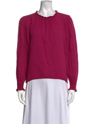 Pre-owned Xirena Crew Neck Long Sleeve Blouse In Pink
