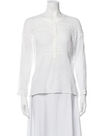 Pre-owned Xirena Crew Neck Long Sleeve Blouse W/ Tags In White