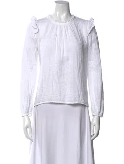Pre-owned Xirena Crew Neck Long Sleeve Blouse In White
