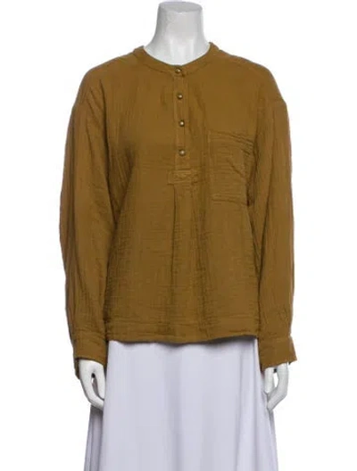 Pre-owned Xirena Crew Neck Long Sleeve Button-up Top In Green
