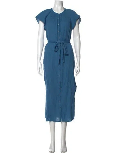 Pre-owned Xirena Crew Neck Midi Length Dress In Blue